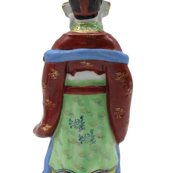 CHINESE God of WEALTH Hand Painted Ceramic Figurine Vintage 8.5" - Picture 8 of 9